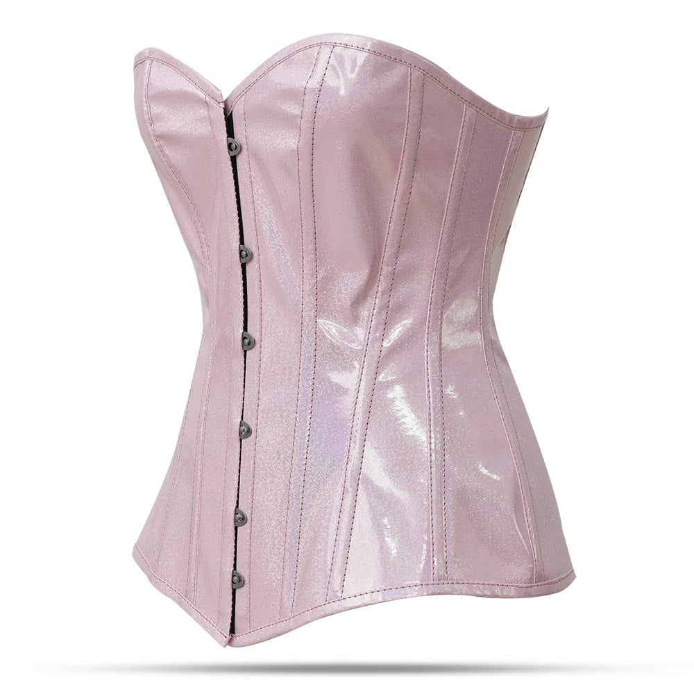 Pink PVC corset top - Over Bust Corset