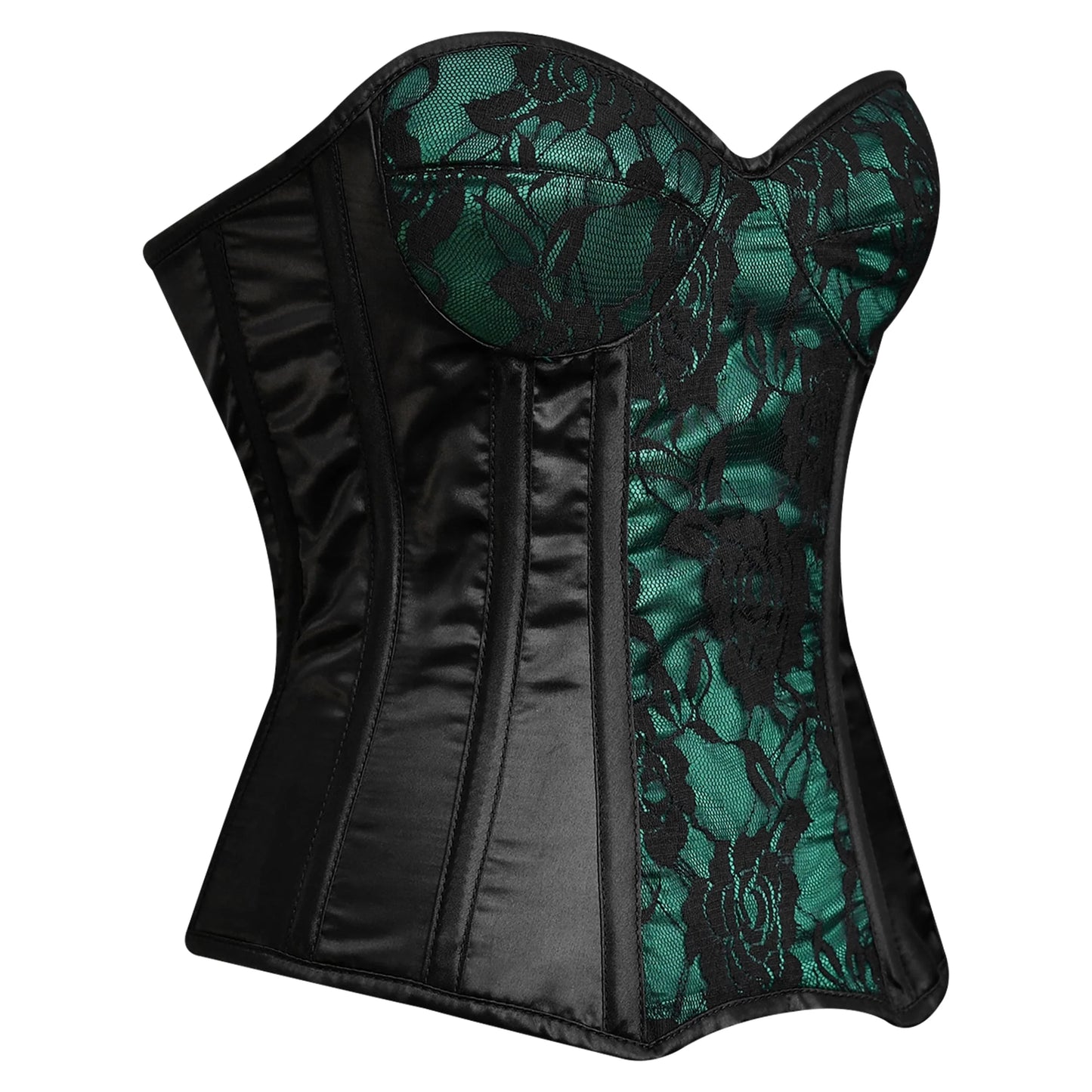 Green and Black corset top - Laced Corset