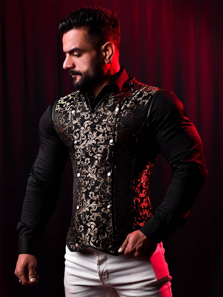 Male corset vests - Brocade Men's corset