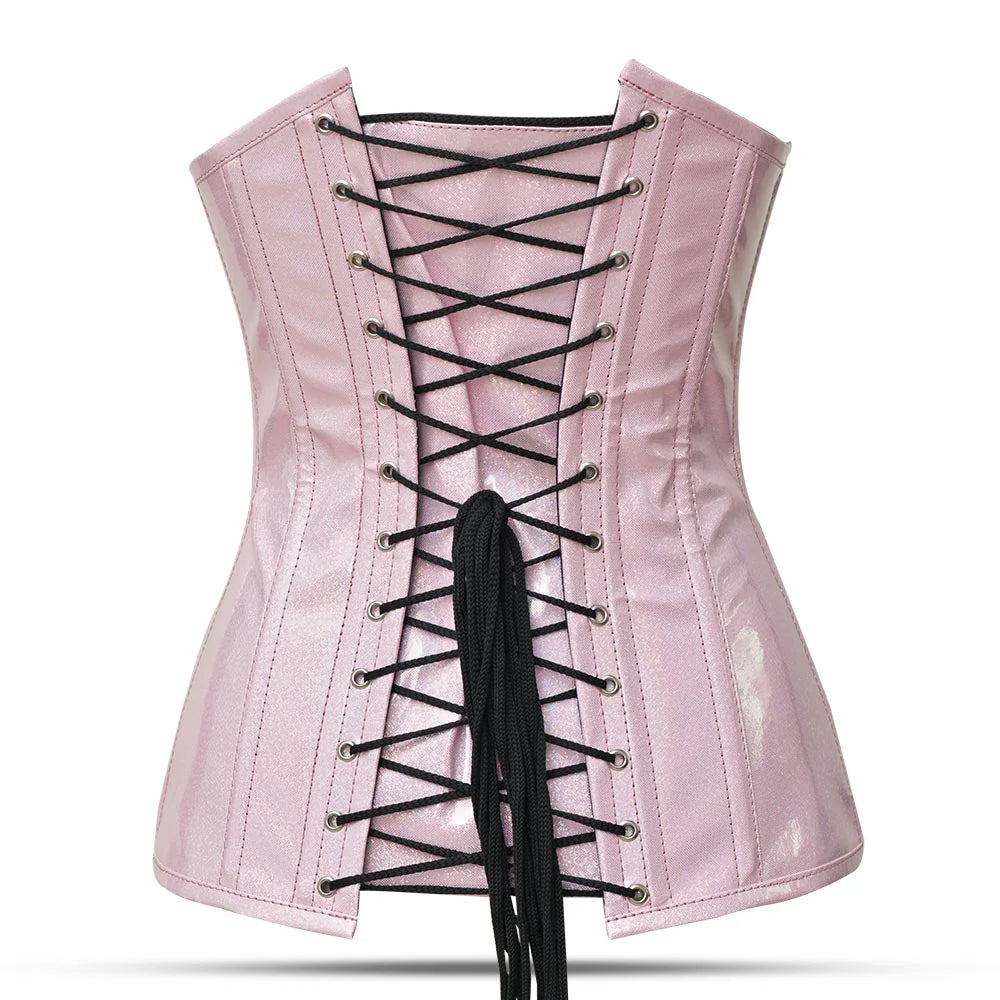 Pink PVC corset top - Over Bust Corset