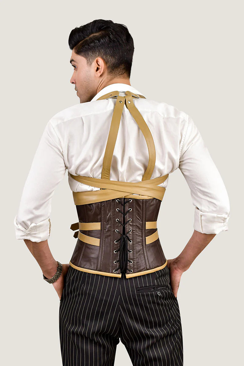 Men Underbust Corset With Shoulder Harness