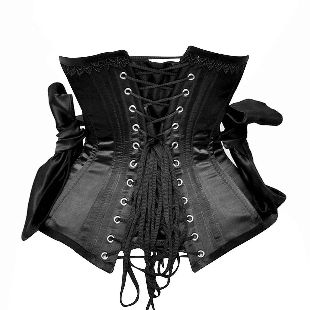 Black satin corset top -Under Bust Corset