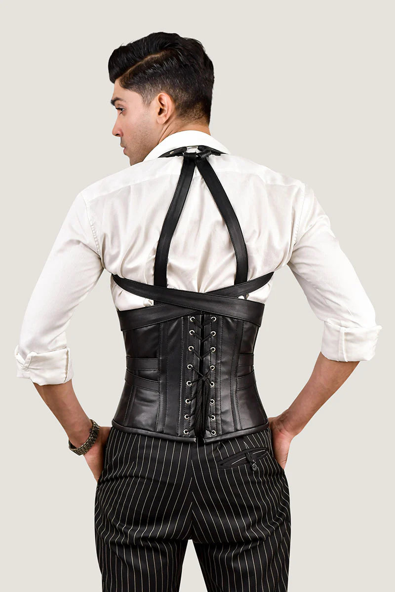 Men Underbust Corset With Shoulder Harness