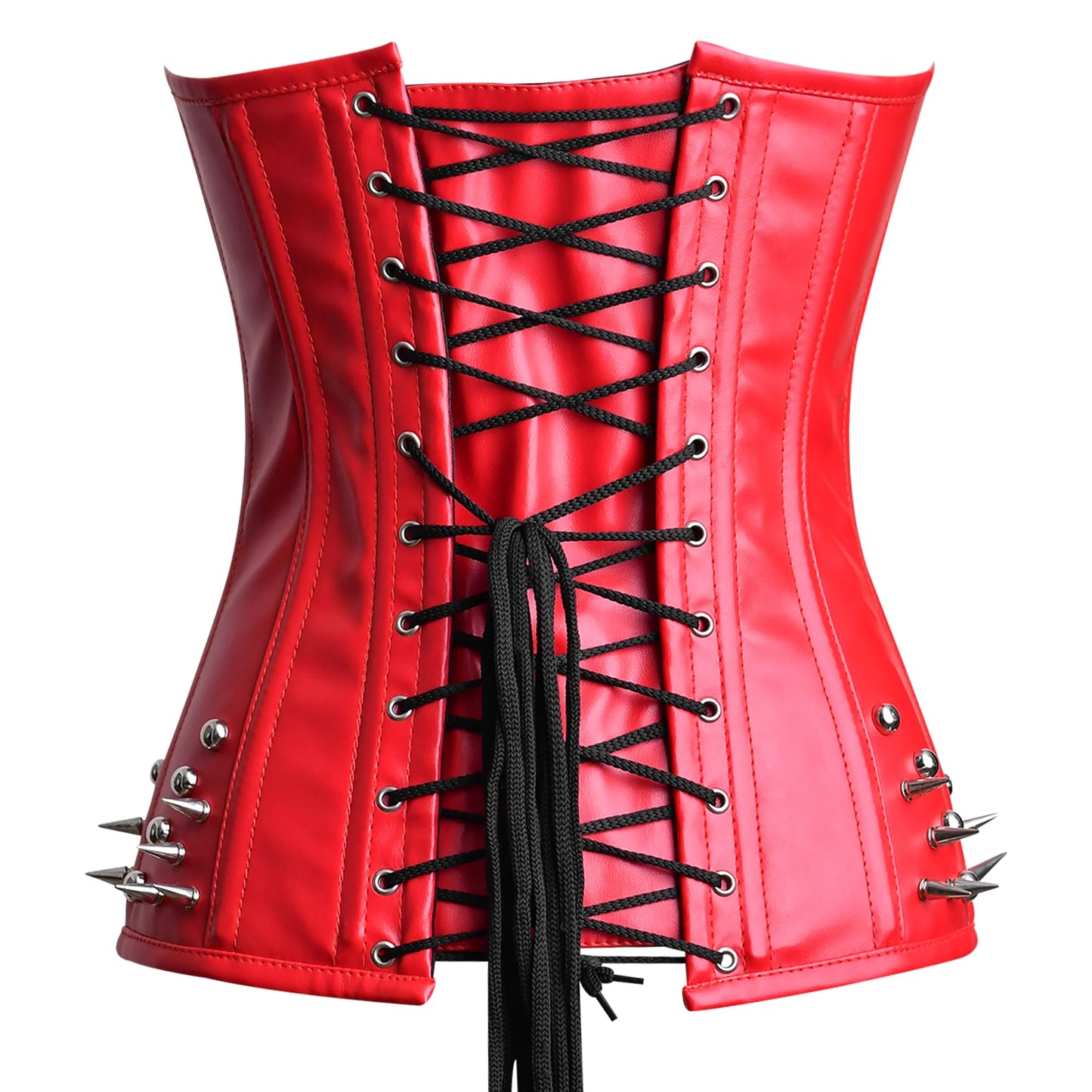 Red Leather corset Top - Steampunk Over Bust Corset