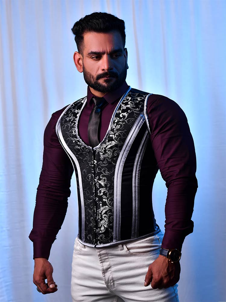 Corset Vest Male - Men Brocade Corset