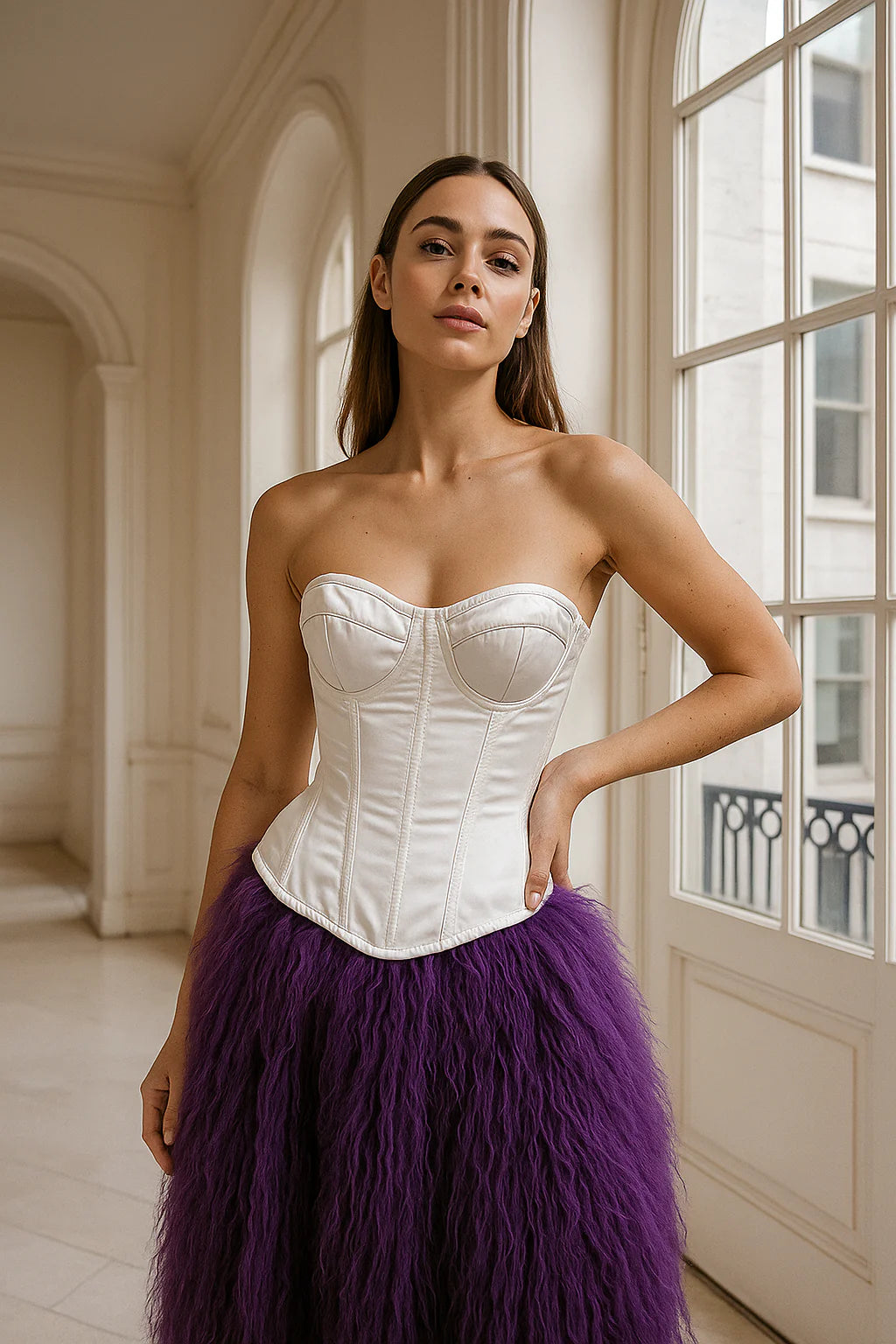White Satin corset top - Overbust Corset