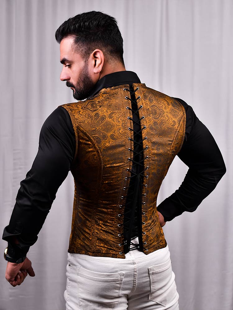 Male corset vest - Brocade Men Corset
