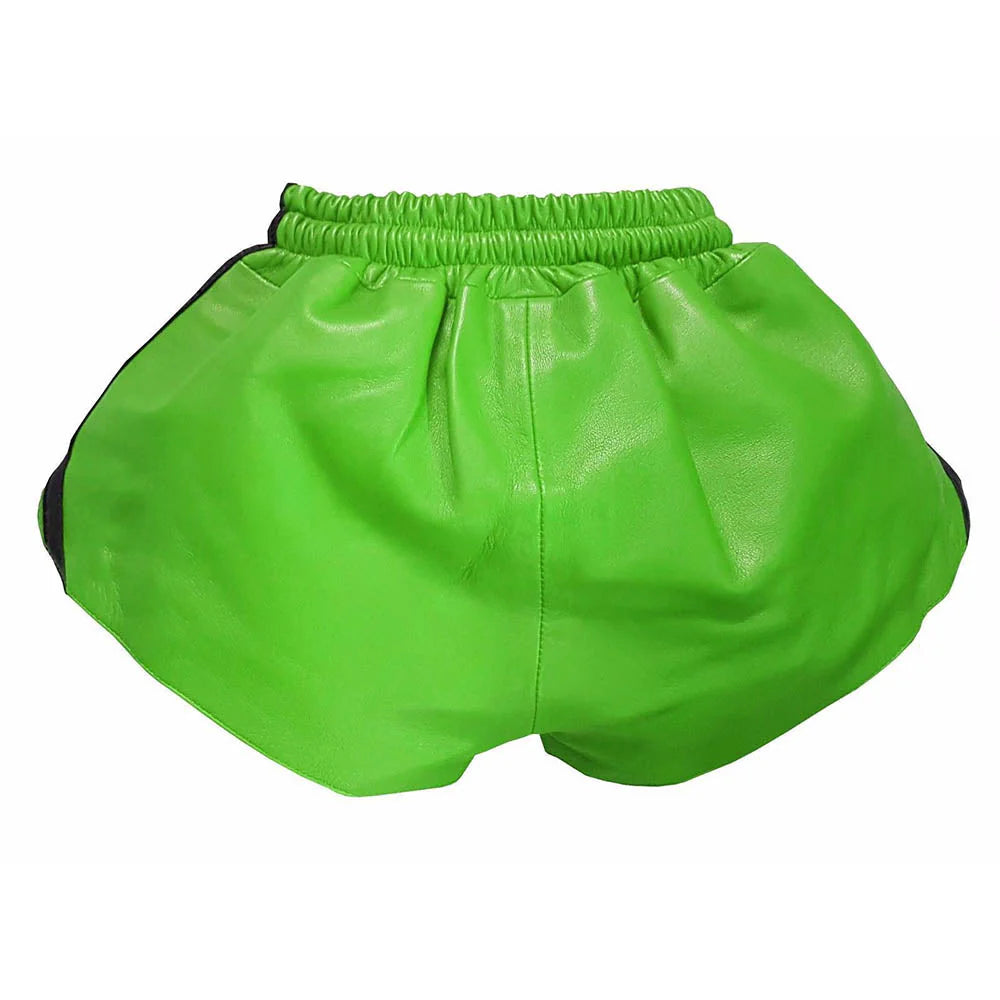 Men's Real Leather Shorts - Green
