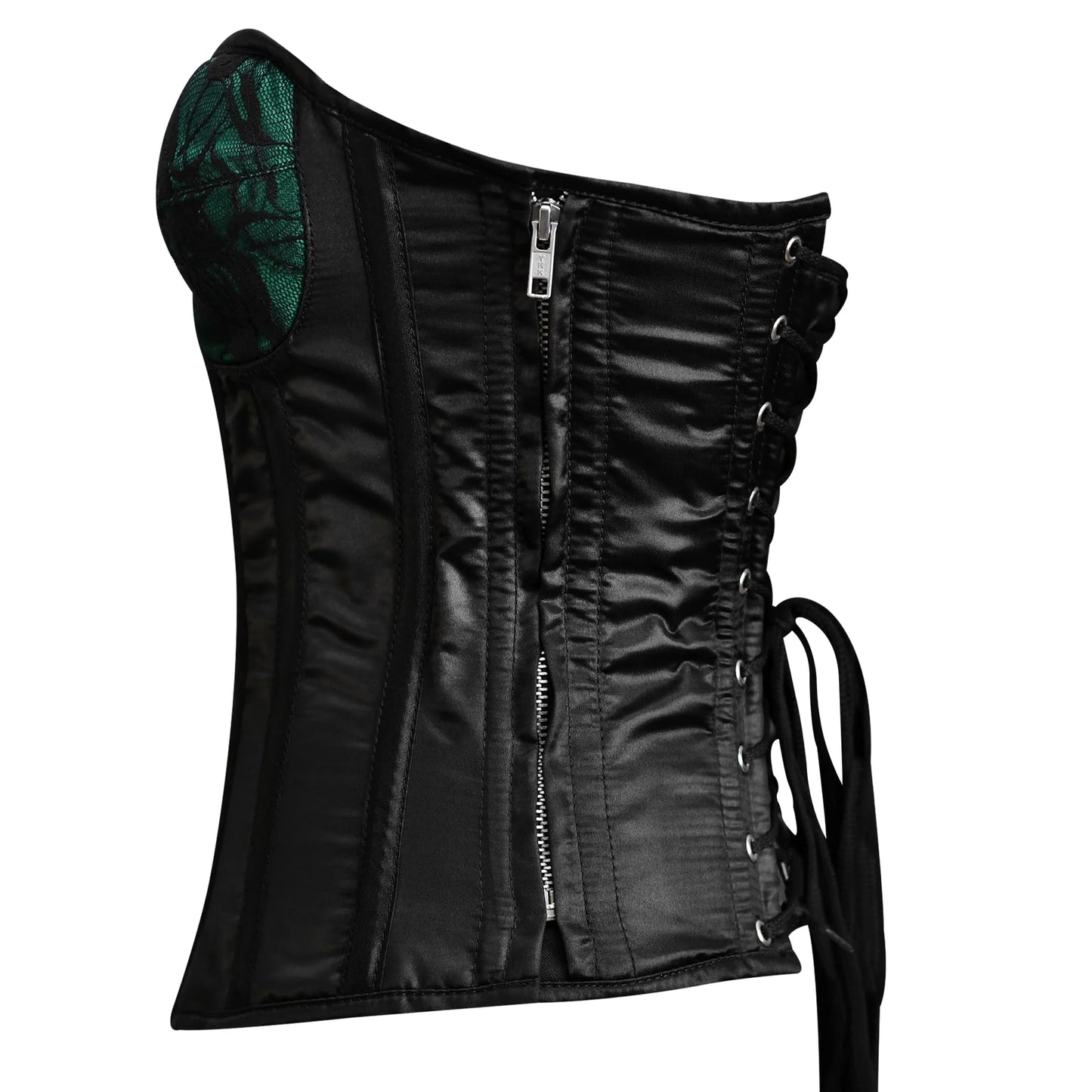 Green and Black corset top - Laced Corset