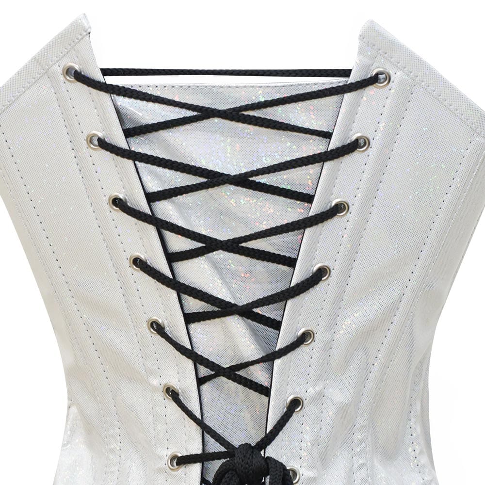 Shiny White Over Bust Corset - Laced Corset