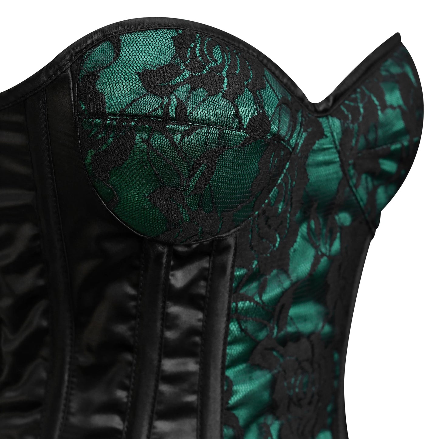 Green and Black corset top - Laced Corset