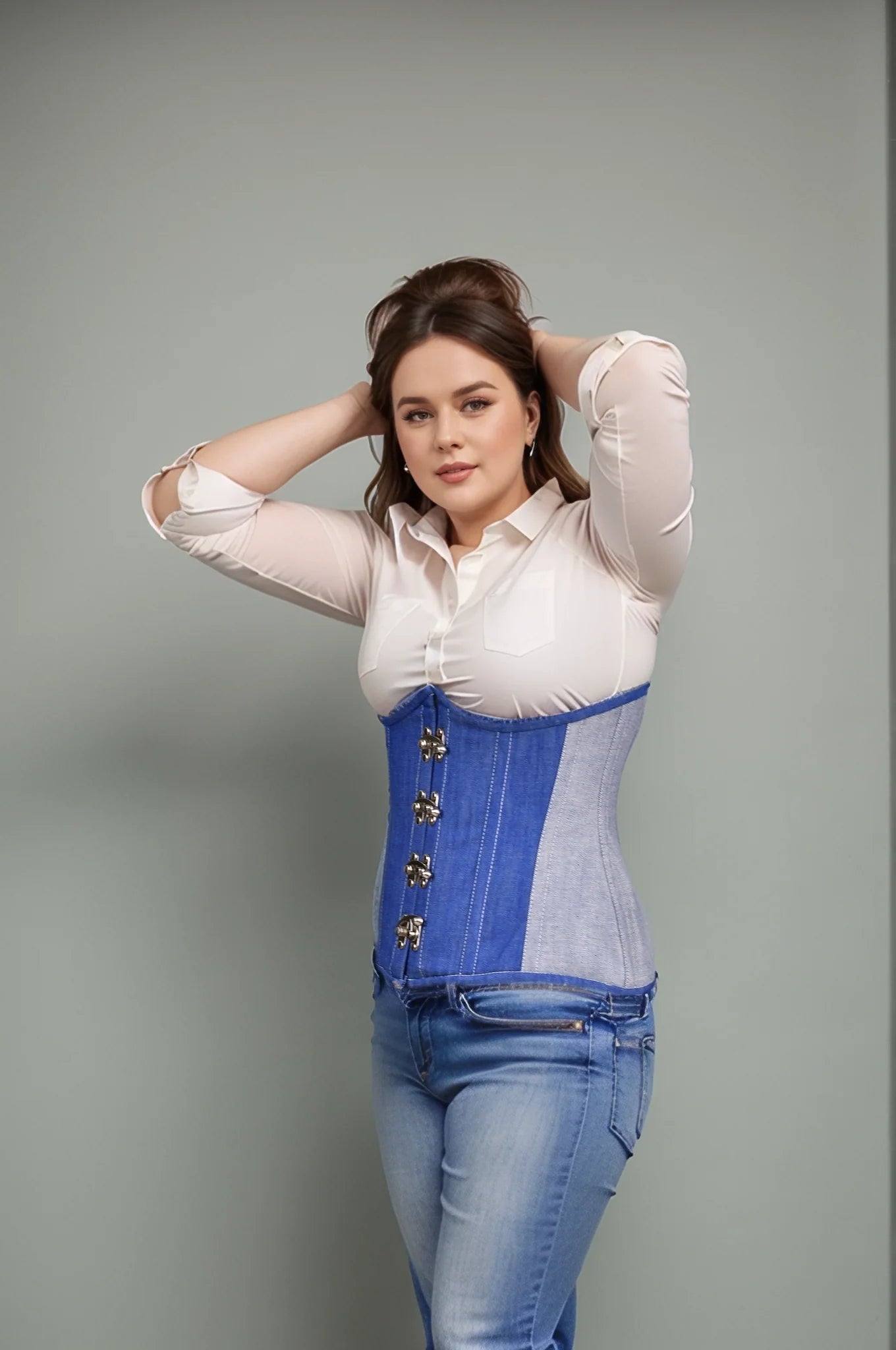 Plus size denim corset top - Under Bust Corset