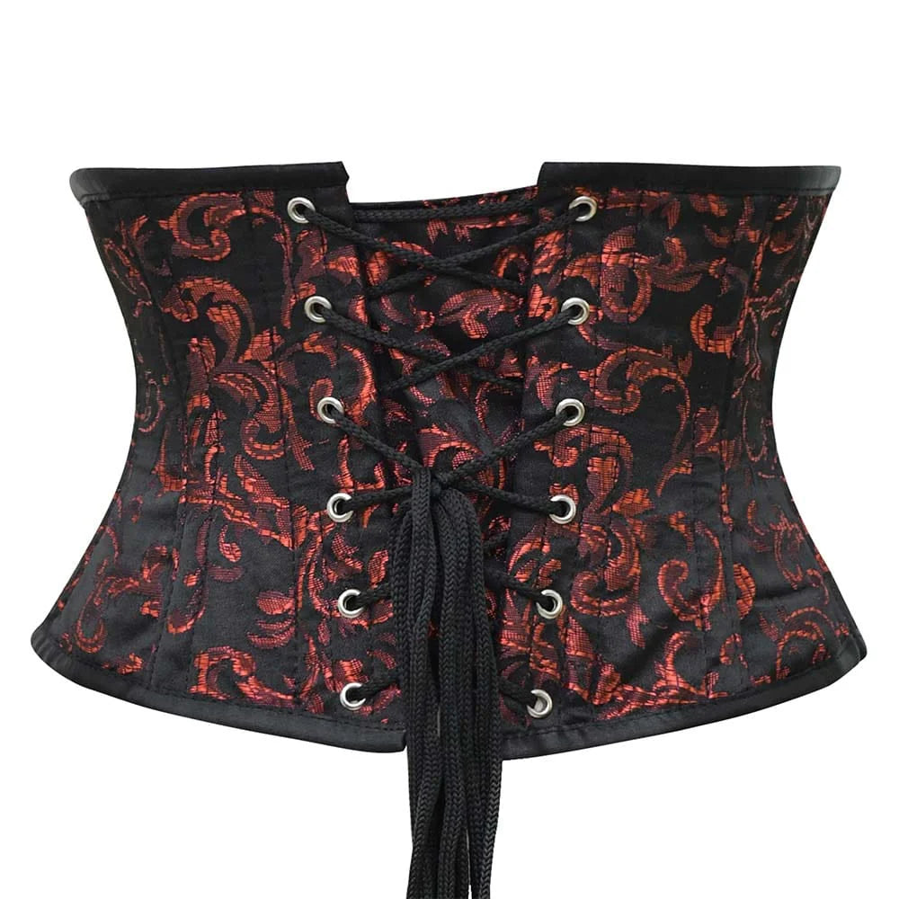 Short torso Red and black underbust corset