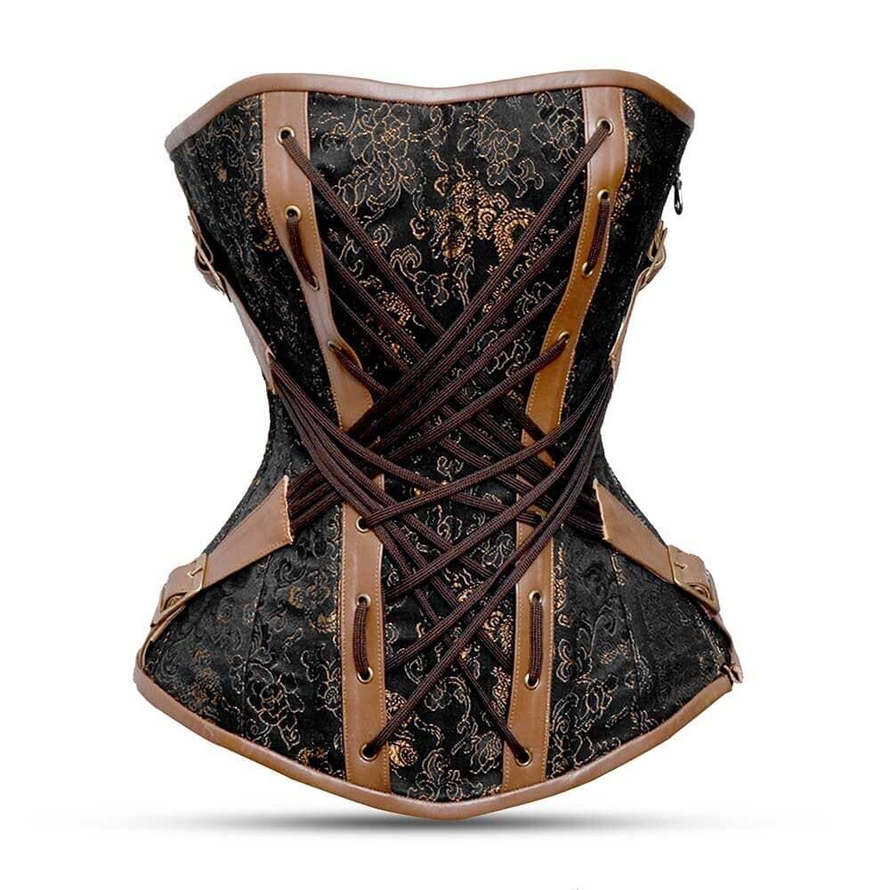 Plus size brown corset - Over Bust Steampunk Corset