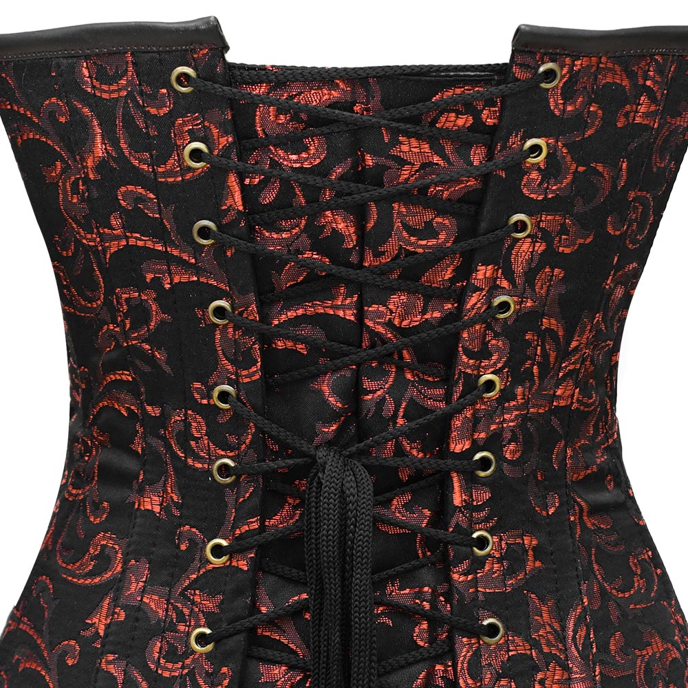 Red and black steampunk corset - Over the Bust Corset
