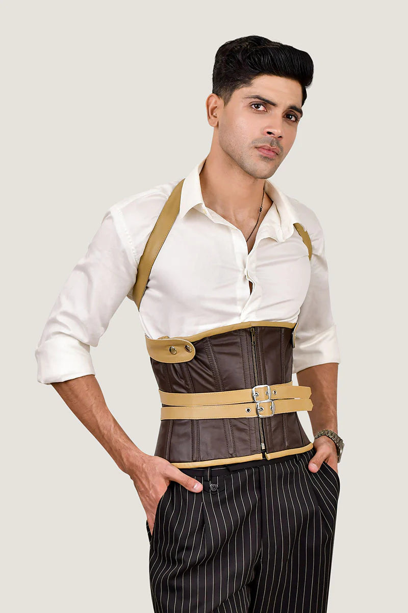 Men Underbust Corset With Shoulder Harness
