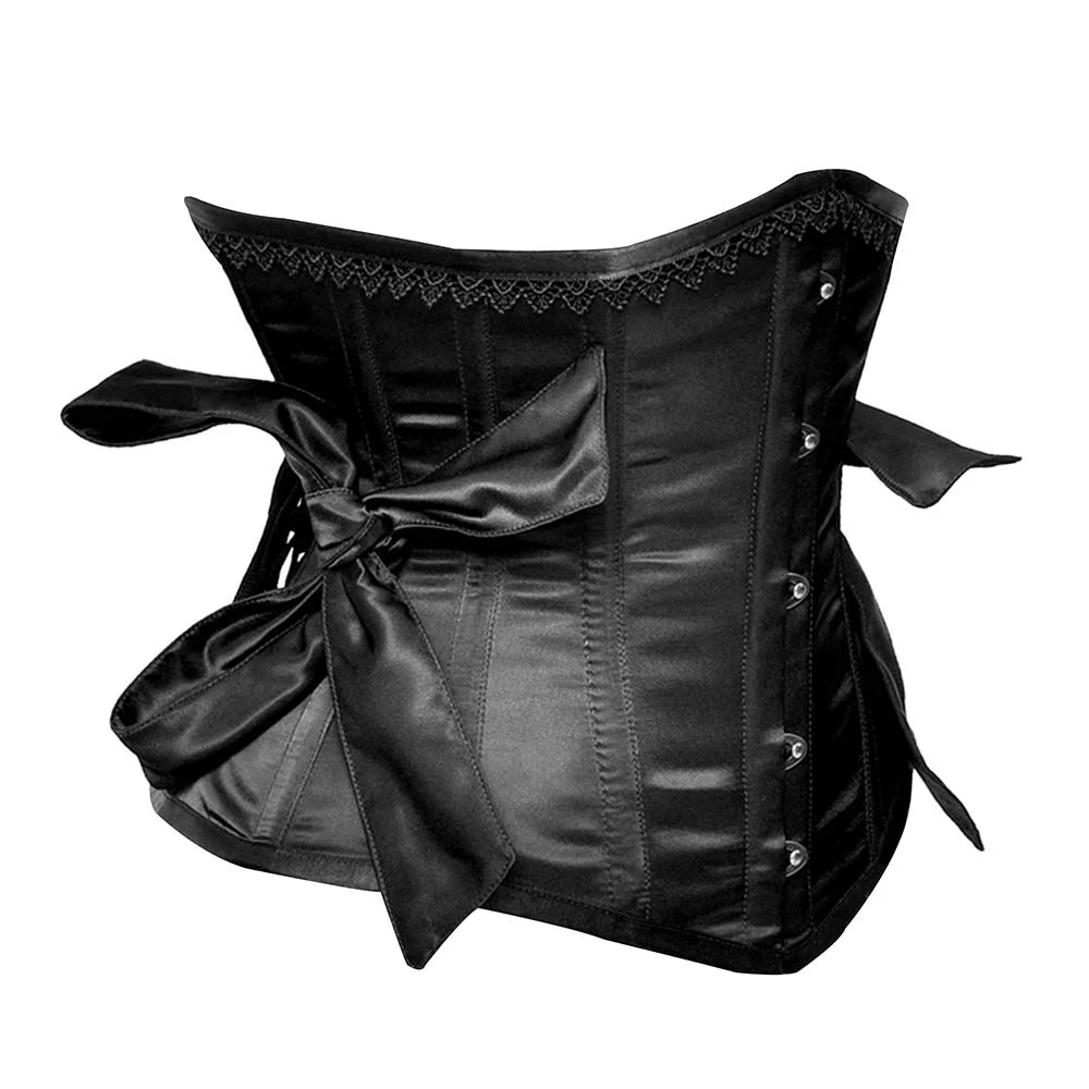 Black satin corset top -Under Bust Corset
