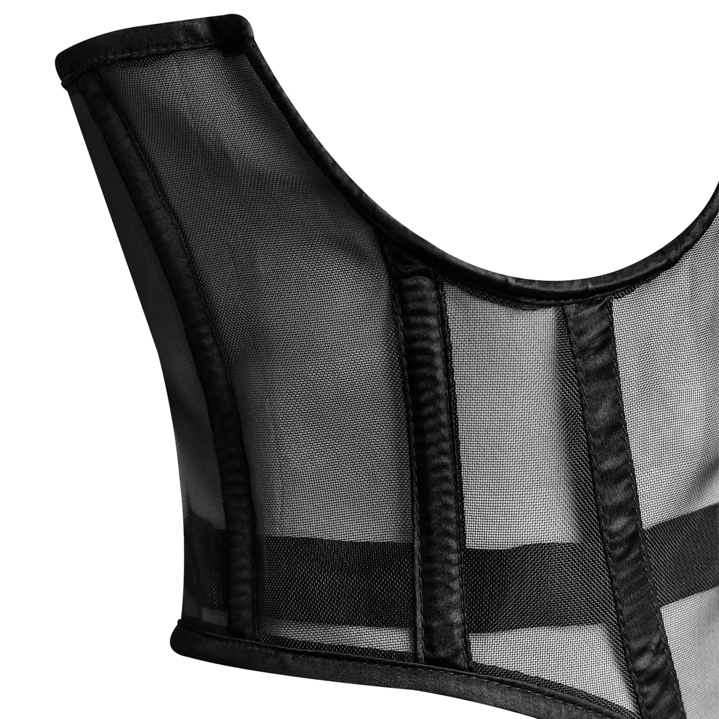 Black Mesh Corset Top -Underbust Corset