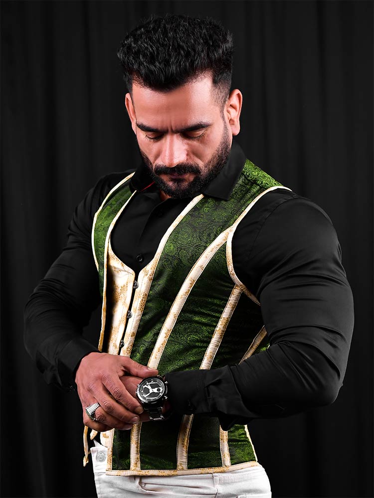 Mens corset vests - Brocade Male Vest