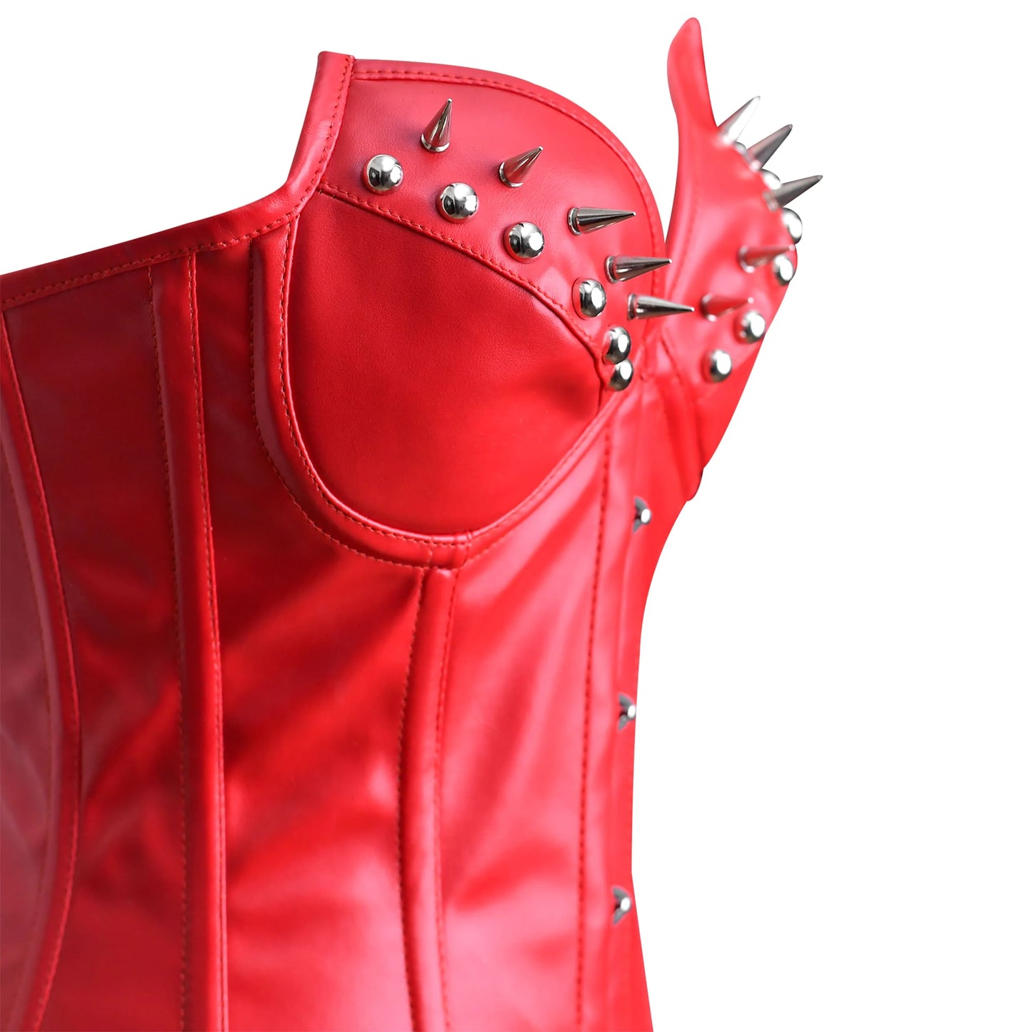 Red Leather corset Top - Steampunk Over Bust Corset