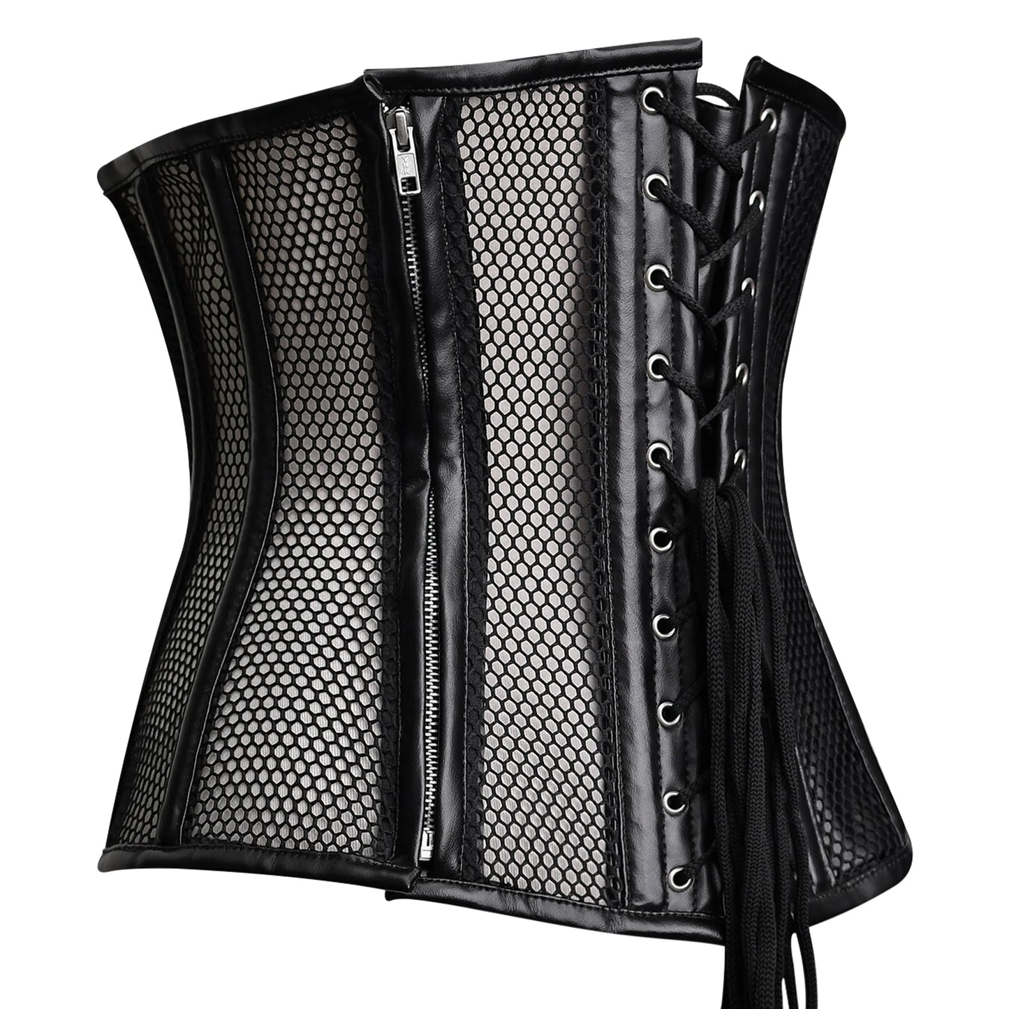 Mesh corset black Top - Studded corset