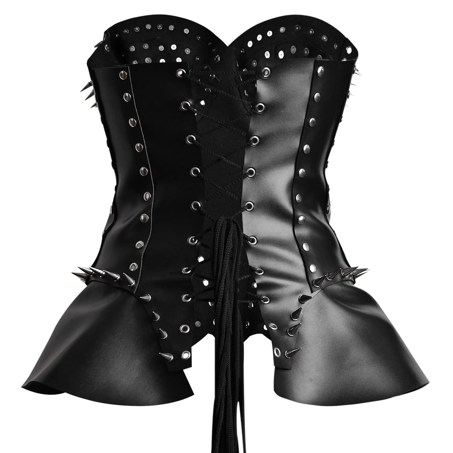 Black Leather corset top - Studded Corset