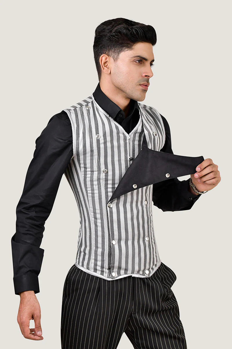 Brocade Men corset vest : Waist Training Corset