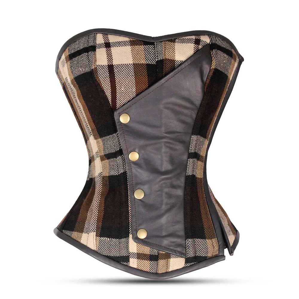 Brown lace corset top - overbust corset