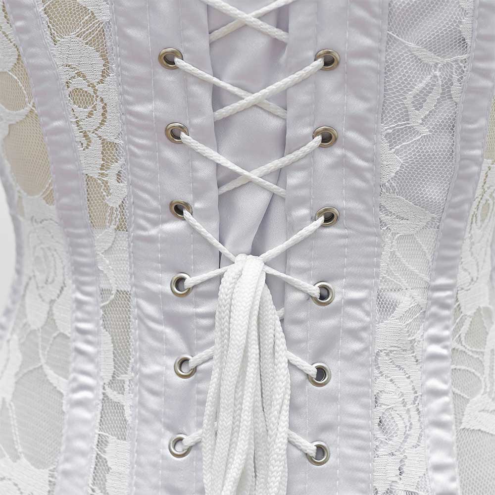 White Mesh Over Bust Corset - Laced Corset