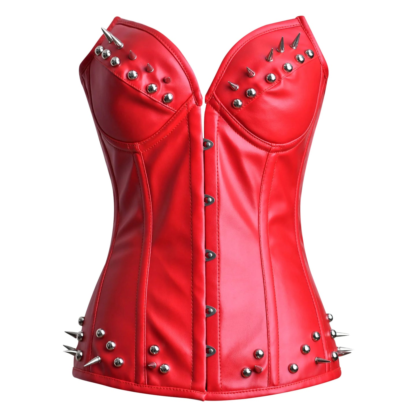 Red Leather corset Top - Steampunk Over Bust Corset