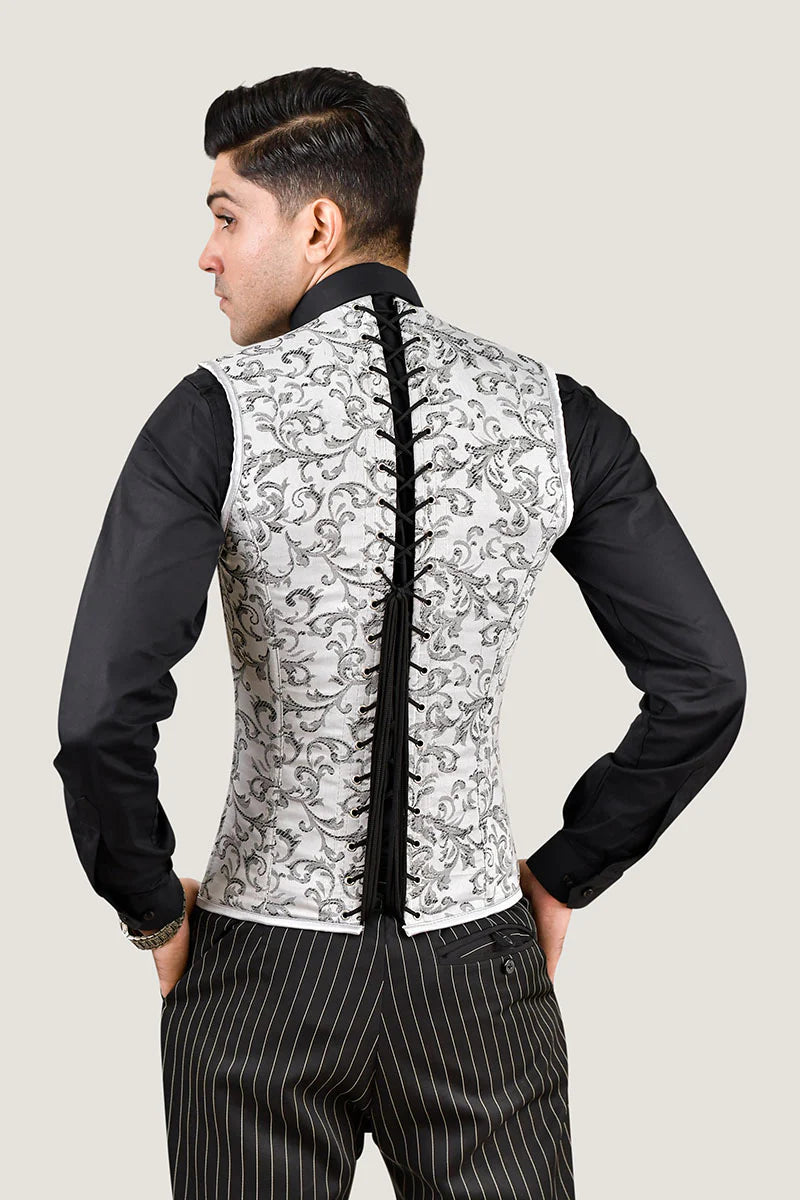 Brocade Men corset vest : Waist Training Corset