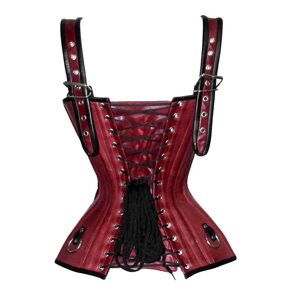 Red and black corset top - Over Bust Corset with Shoulder Straps