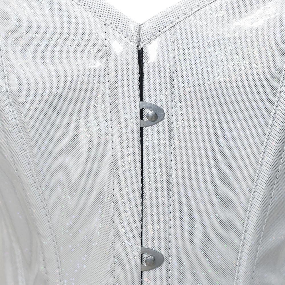 Shiny White Over Bust Corset - Laced Corset