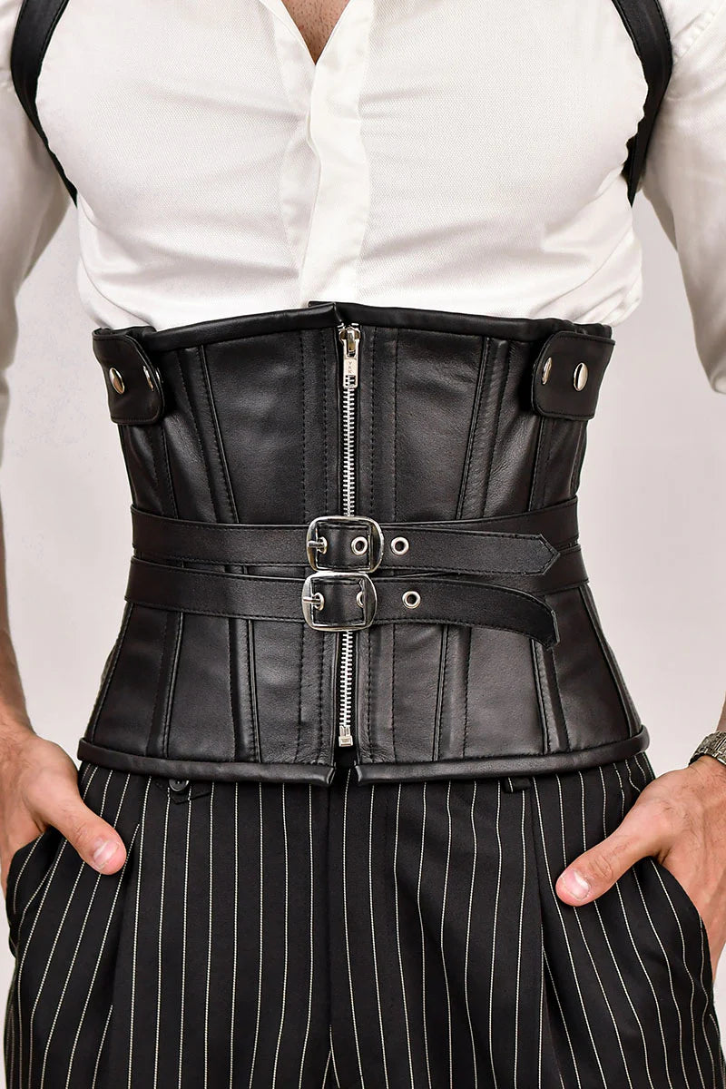 Black Underbust Corset With Shoulder Harness