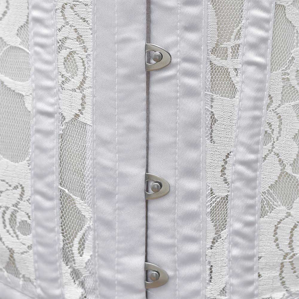 White Mesh Over Bust Corset - Laced Corset