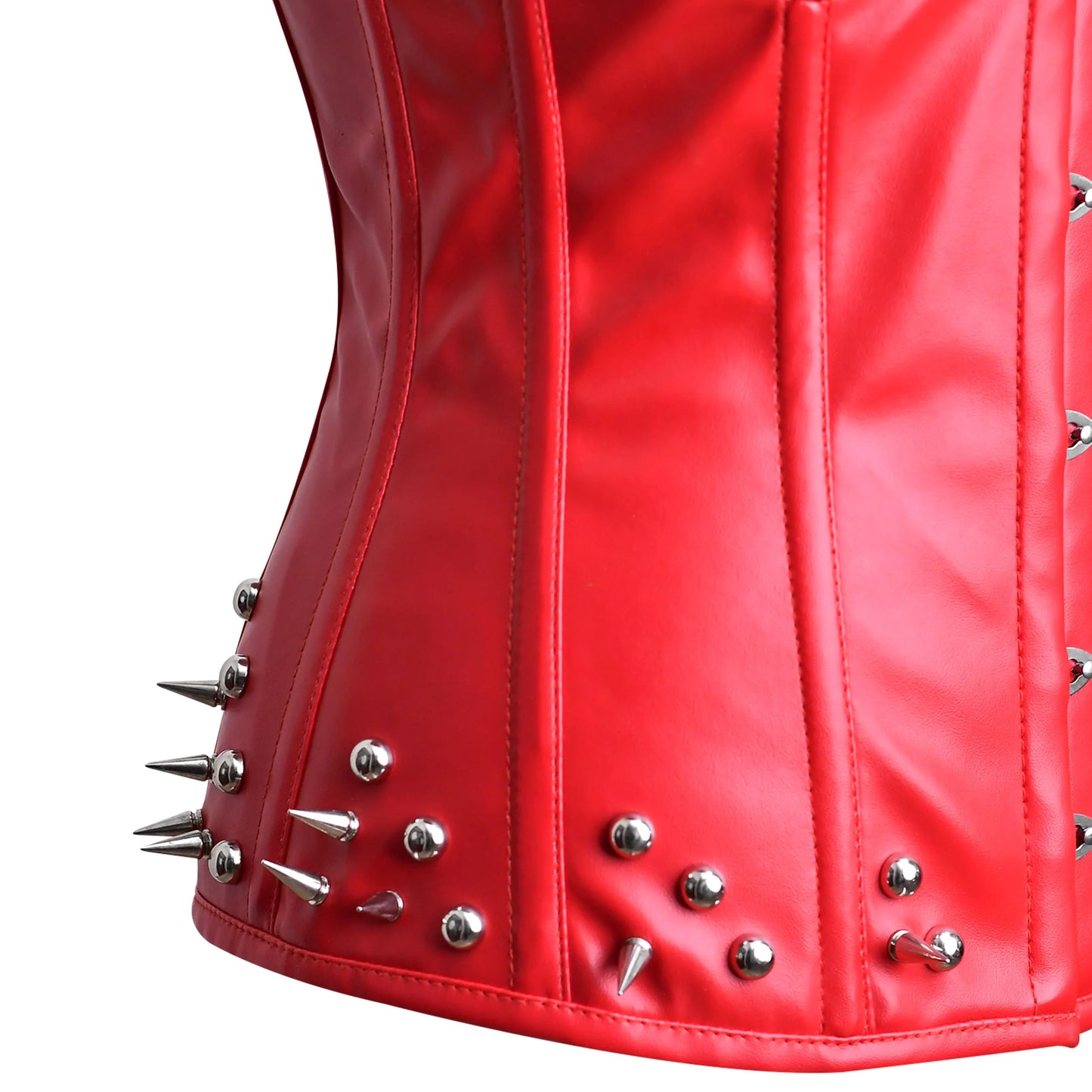 Red Leather corset Top - Steampunk Over Bust Corset