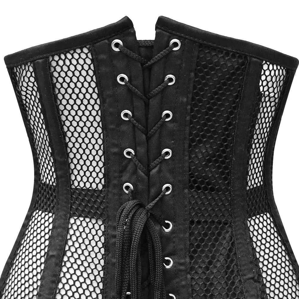 Long Torso Waist Trainer - Steel Bone Lacing Under Bust Corset