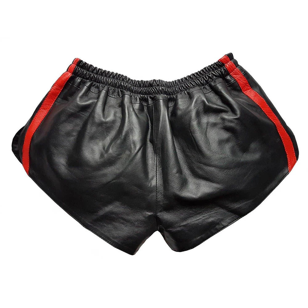 Men's Real Leather Shorts - Black