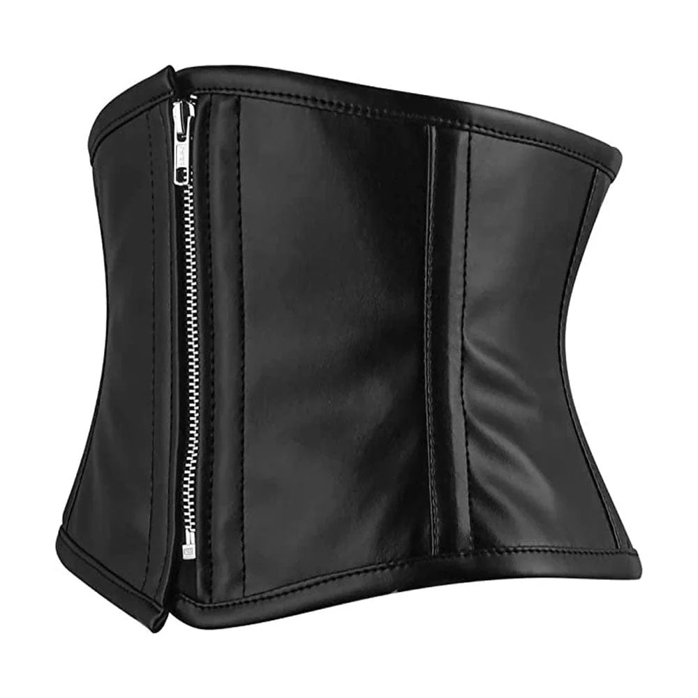 Black Leather Short Torso Waist Trainer