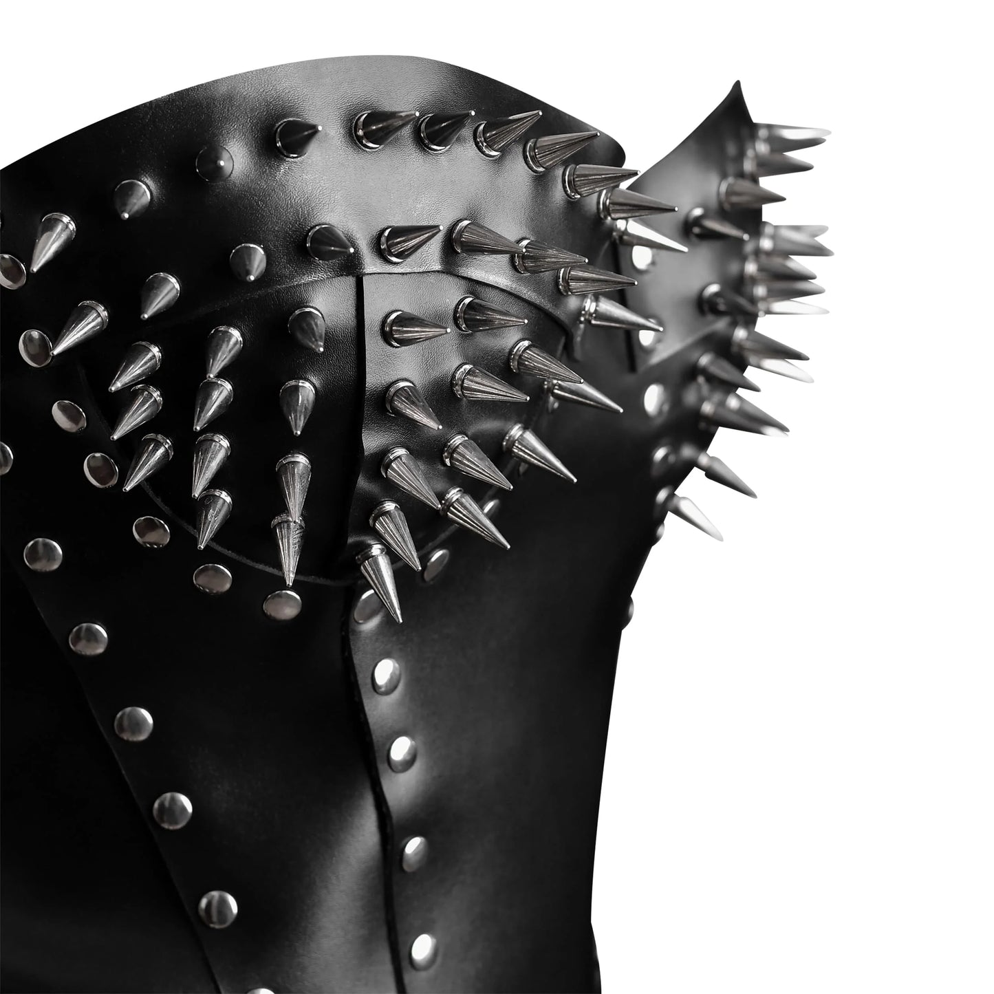 Black Leather corset top - Studded Corset