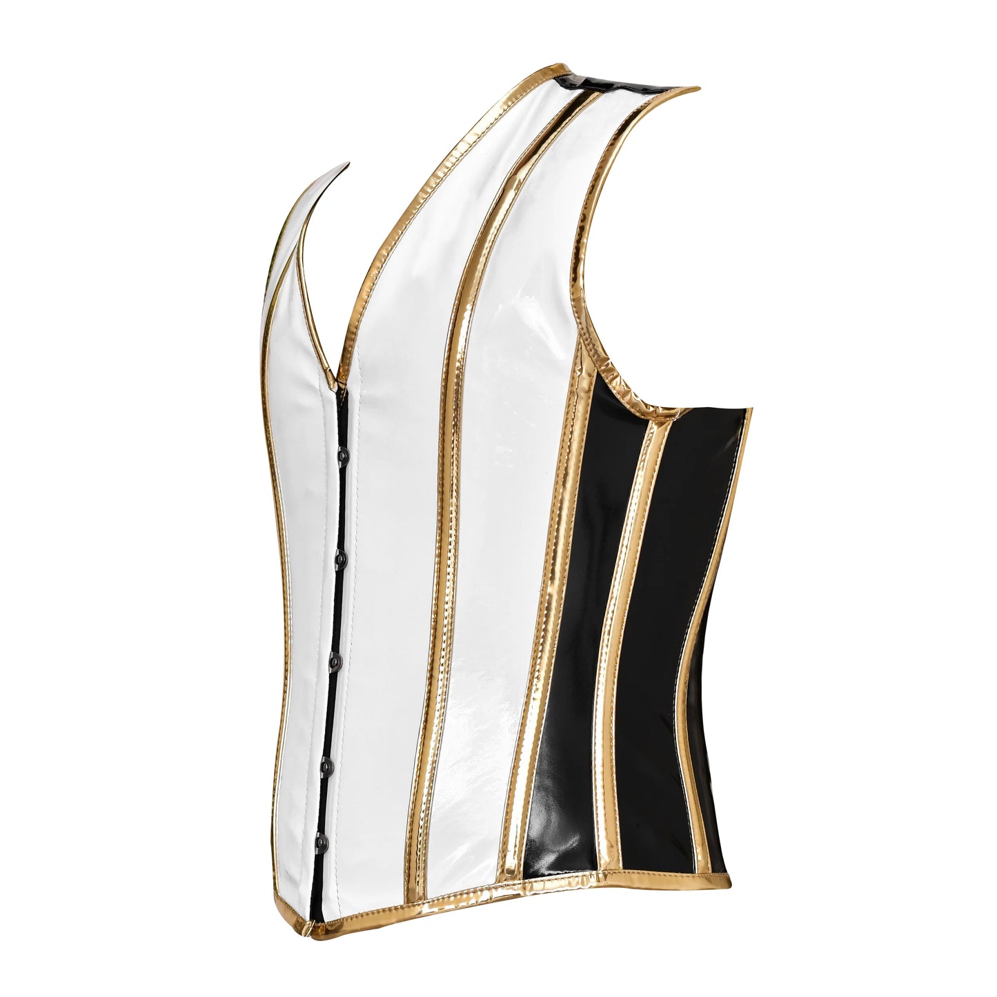 White Latex waist cincher Vest - Mens Corset Vest
