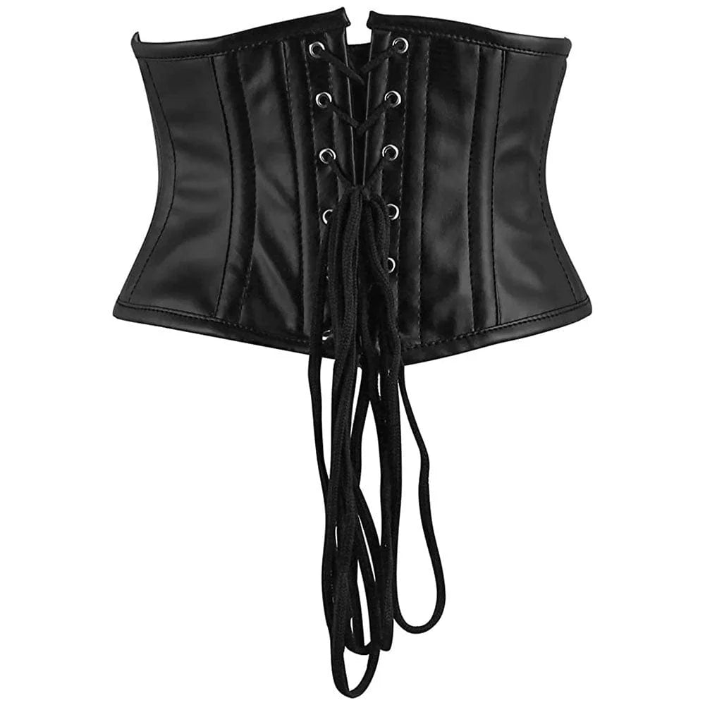 Black Leather Short Torso Waist Trainer
