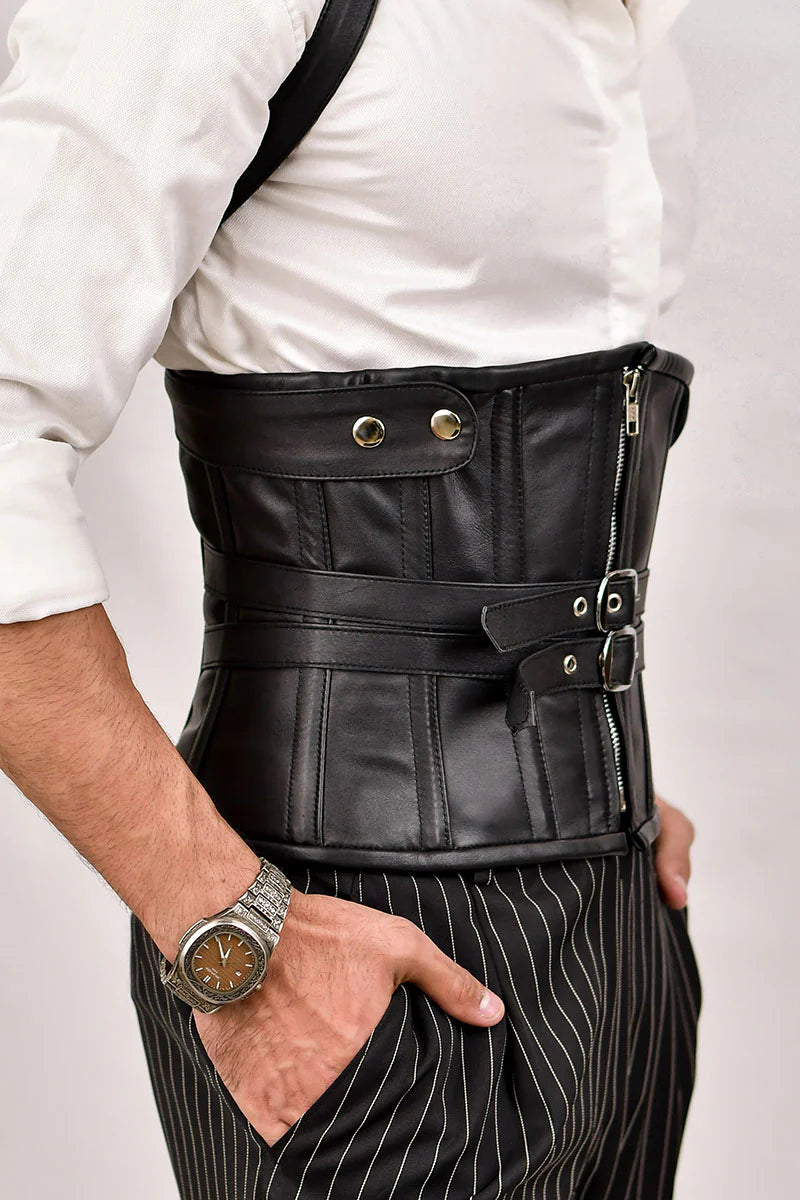 Men Underbust Corset With Shoulder Harness