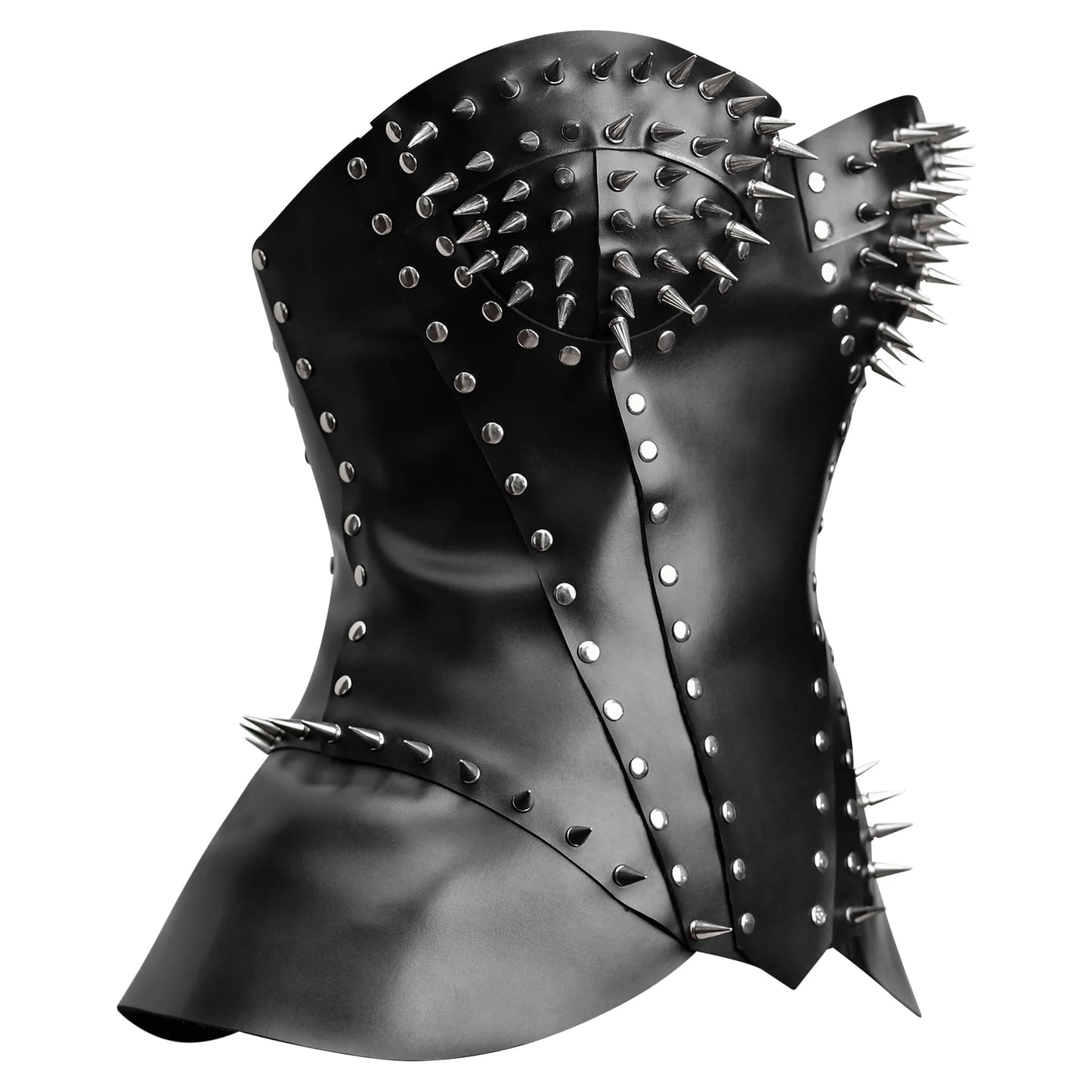 Black Leather  corset top - Studded Corset