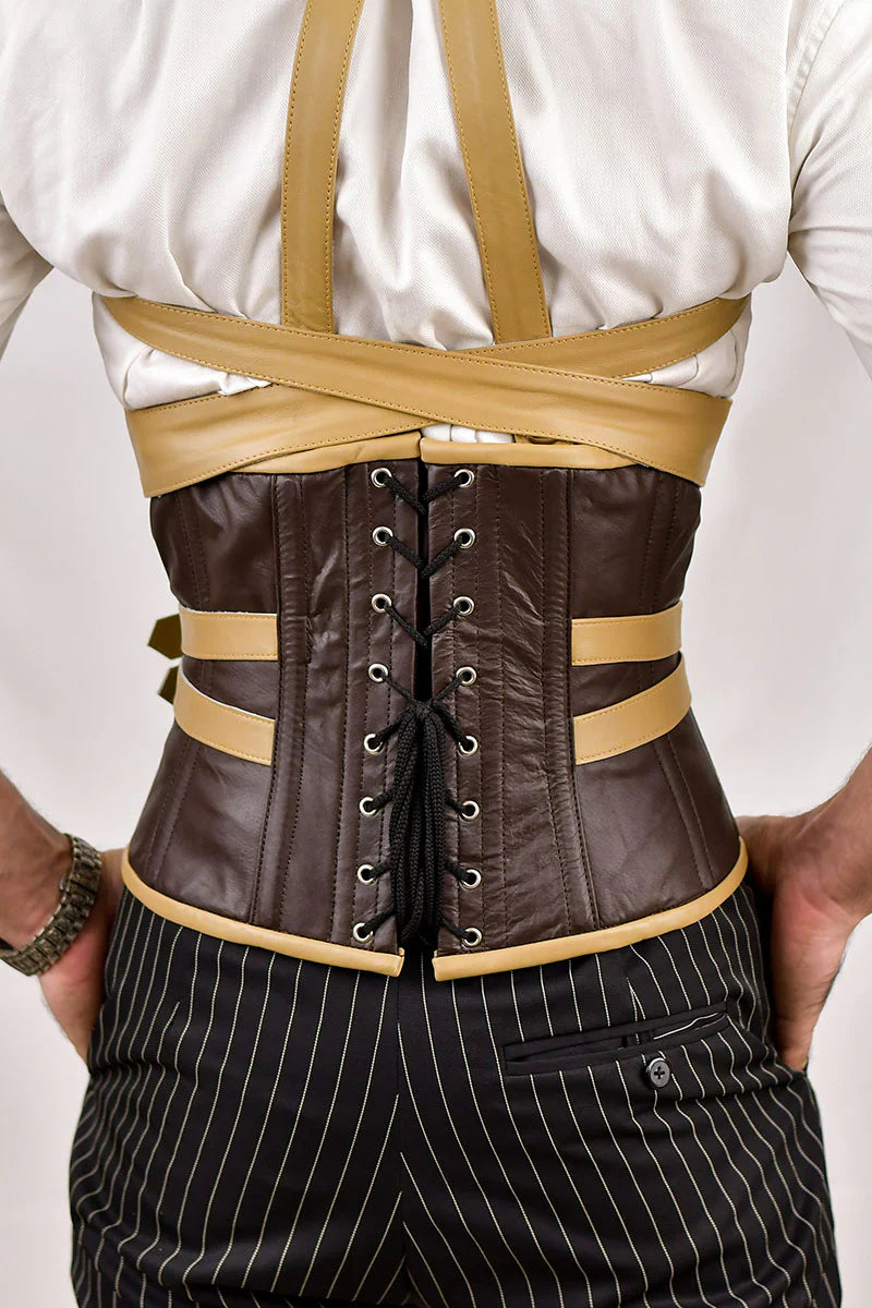 Brown Leather Corset With Shoulder Harness