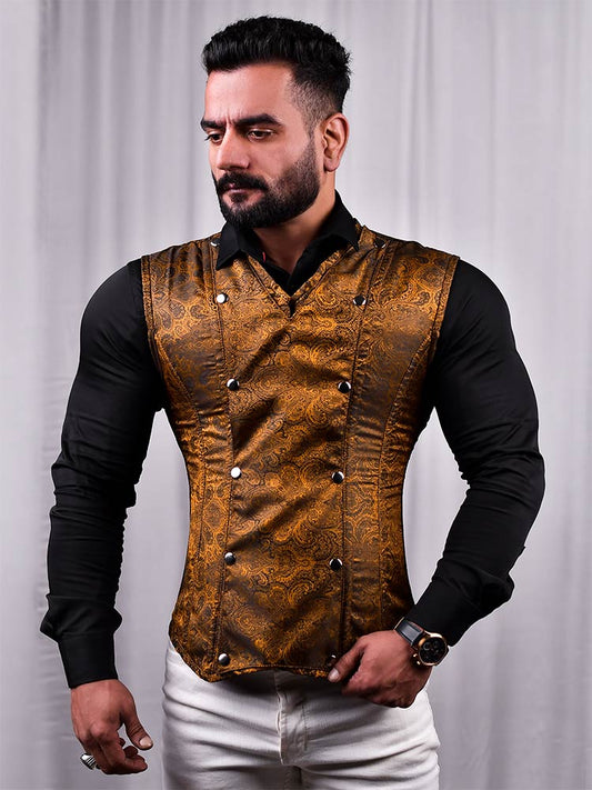 Male corset vest - Brocade Men Corset