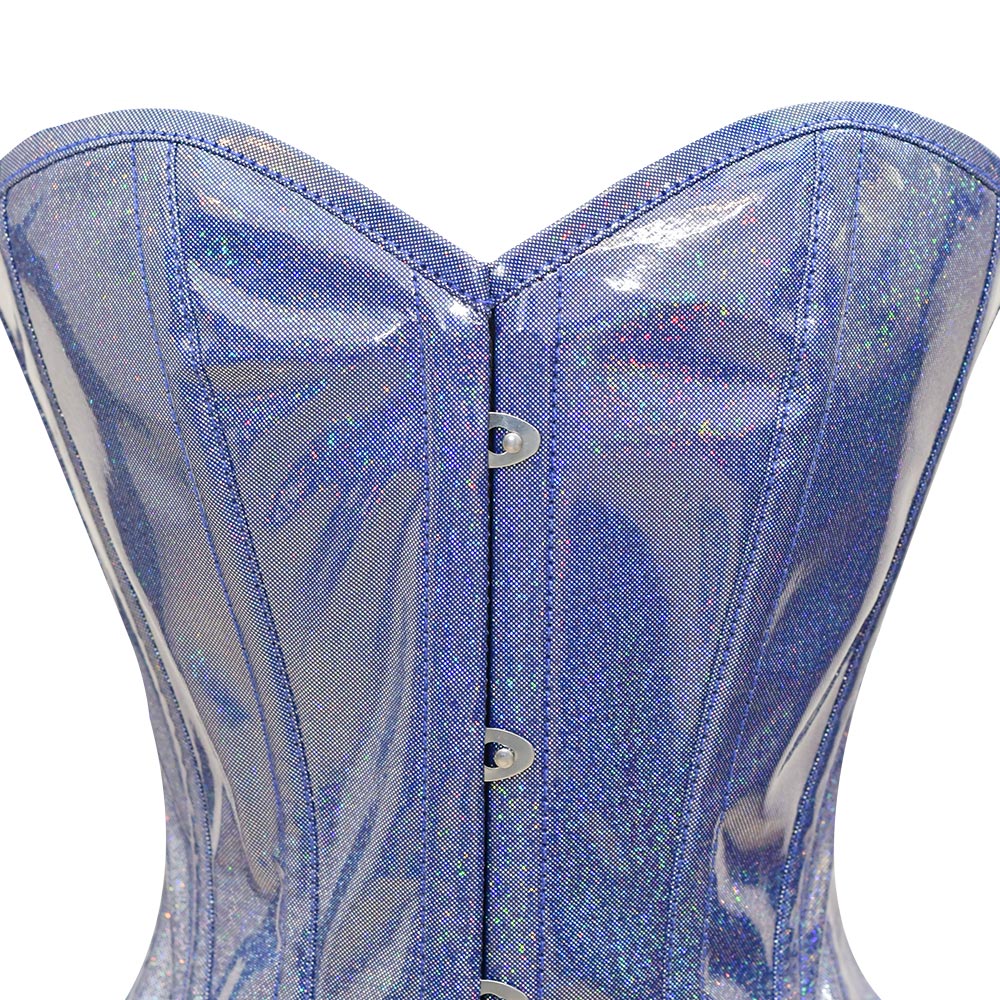 Light Blue Shiny corset -  Over Bust