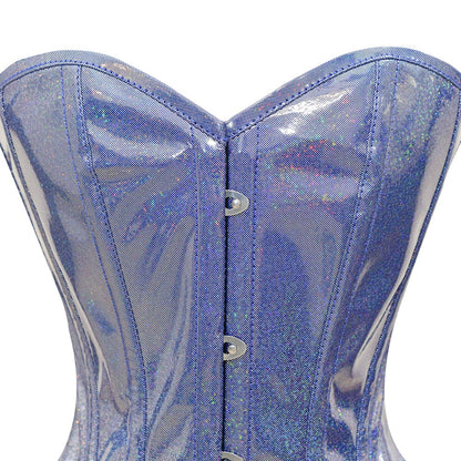Light Blue Shiny corset -  Over Bust