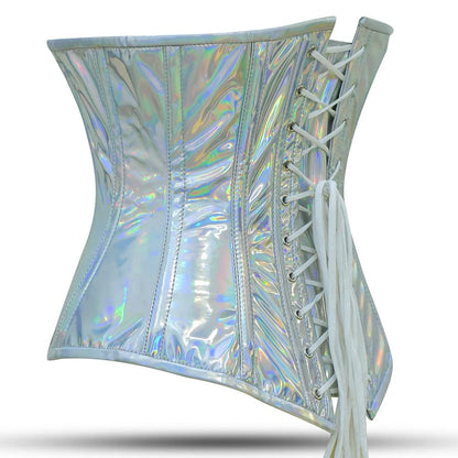 Shiny Silver Half Bust corset - Laced Corset