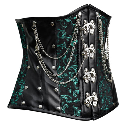 Steampunk Green Brocade Corset Top